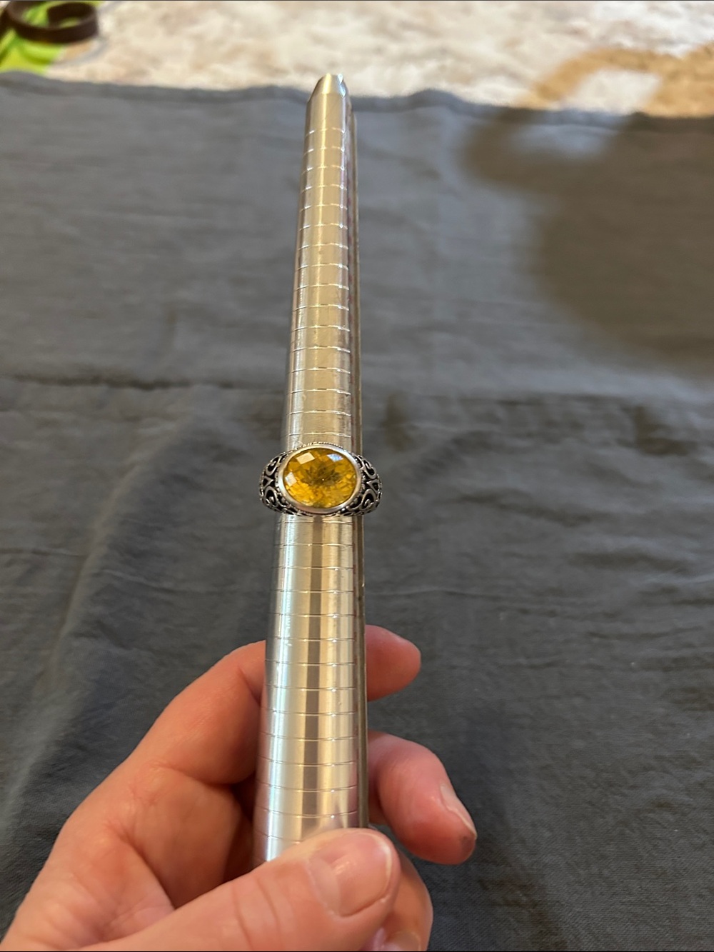 Gorgeous signed 925 citrine ring sz 8.5/8.75